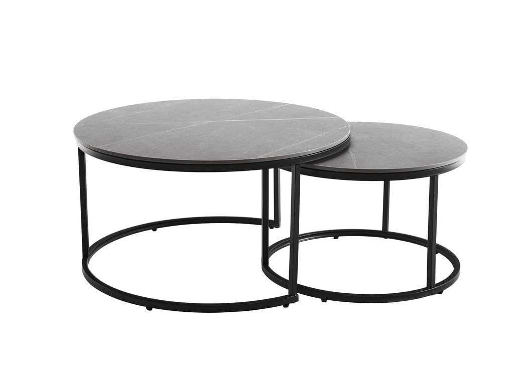Стол журнальный комплект керамика LORENZA Петра Грей/Черный