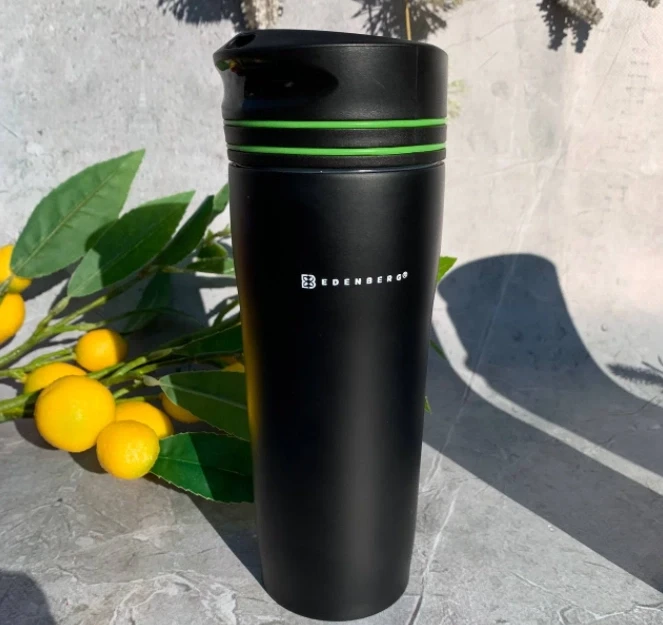 Термокружка-бутылка Edenberg 380 мл Черно-зеленый (EB-643)