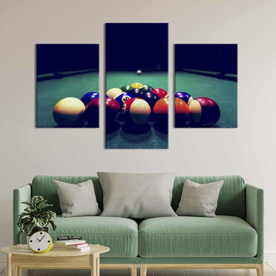Картина для интерьера Бильярдные шары на столе 96x60 см (486-32)