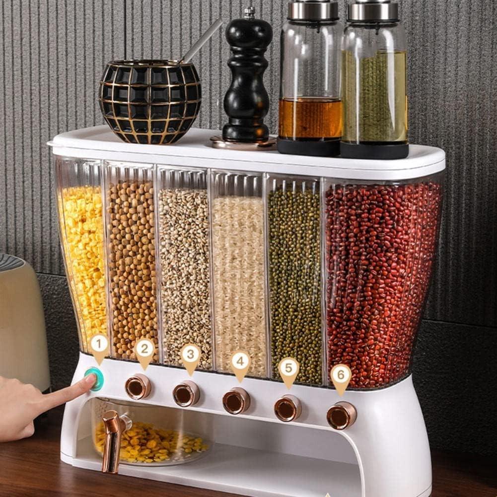 Диспенсер для круп та сипучих продуктів з дозатором на 6 відділень до 10 кг Білий (13304587) - фото 2