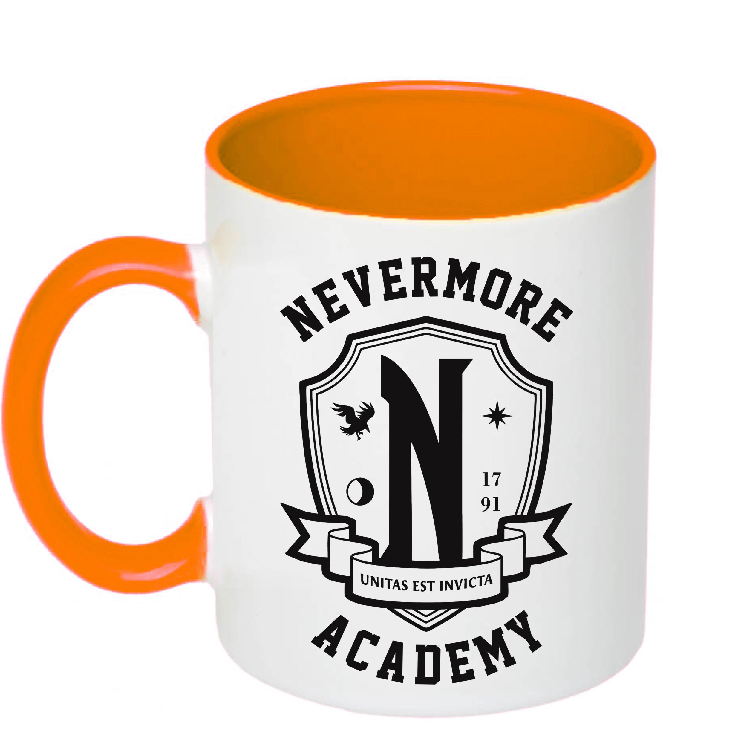 Чашка с принтом NEVERMORE ACADEMY 330 мл Оранжевый (17720)