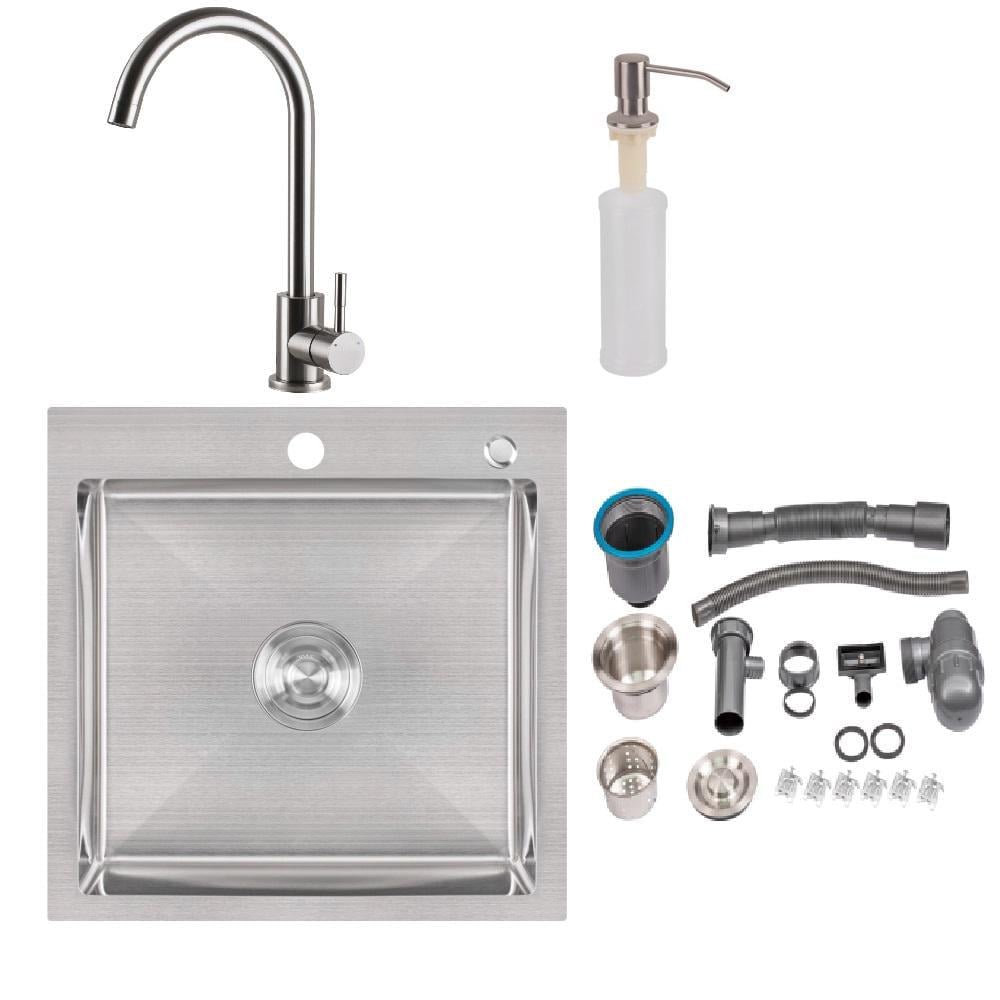 Мойка для кухни BRUSH со смесителем с дозатором 50х50 см Сатин (BRH5050) Мойка для кухни BRUSH со смесителем с дозатором 50х50 см Сатин (BRH5050)