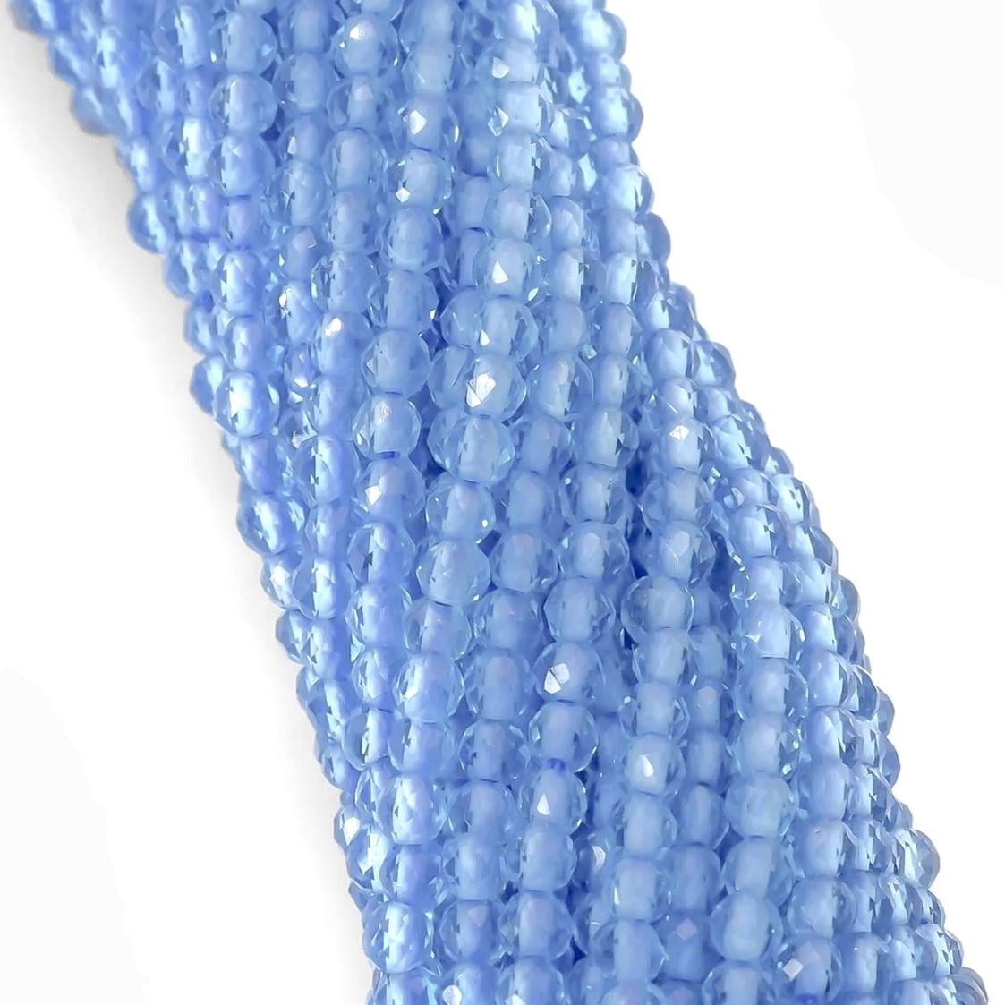Бусины Шпинель огранка круглая 38 2 мм 200 шт. длина нити 37 см Голубой (БШ3802к21)