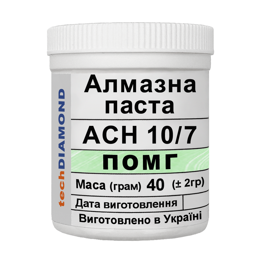 Алмазна паста Техдіамант АСН 10/7 ПОМГ 10%-20 карат 1500 Grit мазеподібна 40 г Алмазна паста Техдіамант АСН 10/7 ПОМГ 10%-20 карат 1500 Grit мазеподібна 40 г