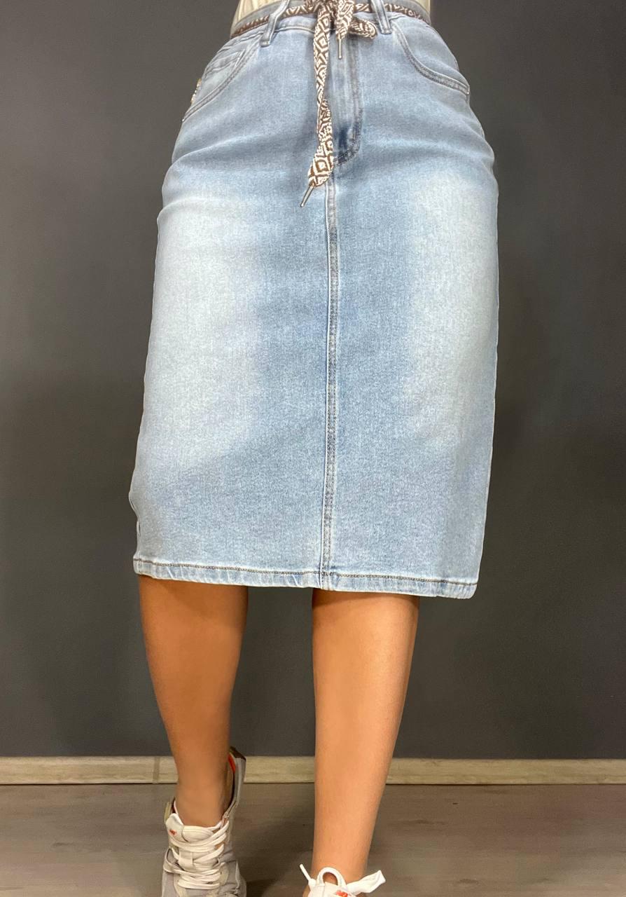 Юбка женская джинсовая LADYN 805 классическая ровный крой разрез сзади стрейчевая пояс лента р. 38 Голубой (3815) - фото 9 Юбка женская джинсовая LADYN 805 классическая ровный крой разрез сзади стрейчевая пояс лента р. 38 Голубой (3815) - фото 9