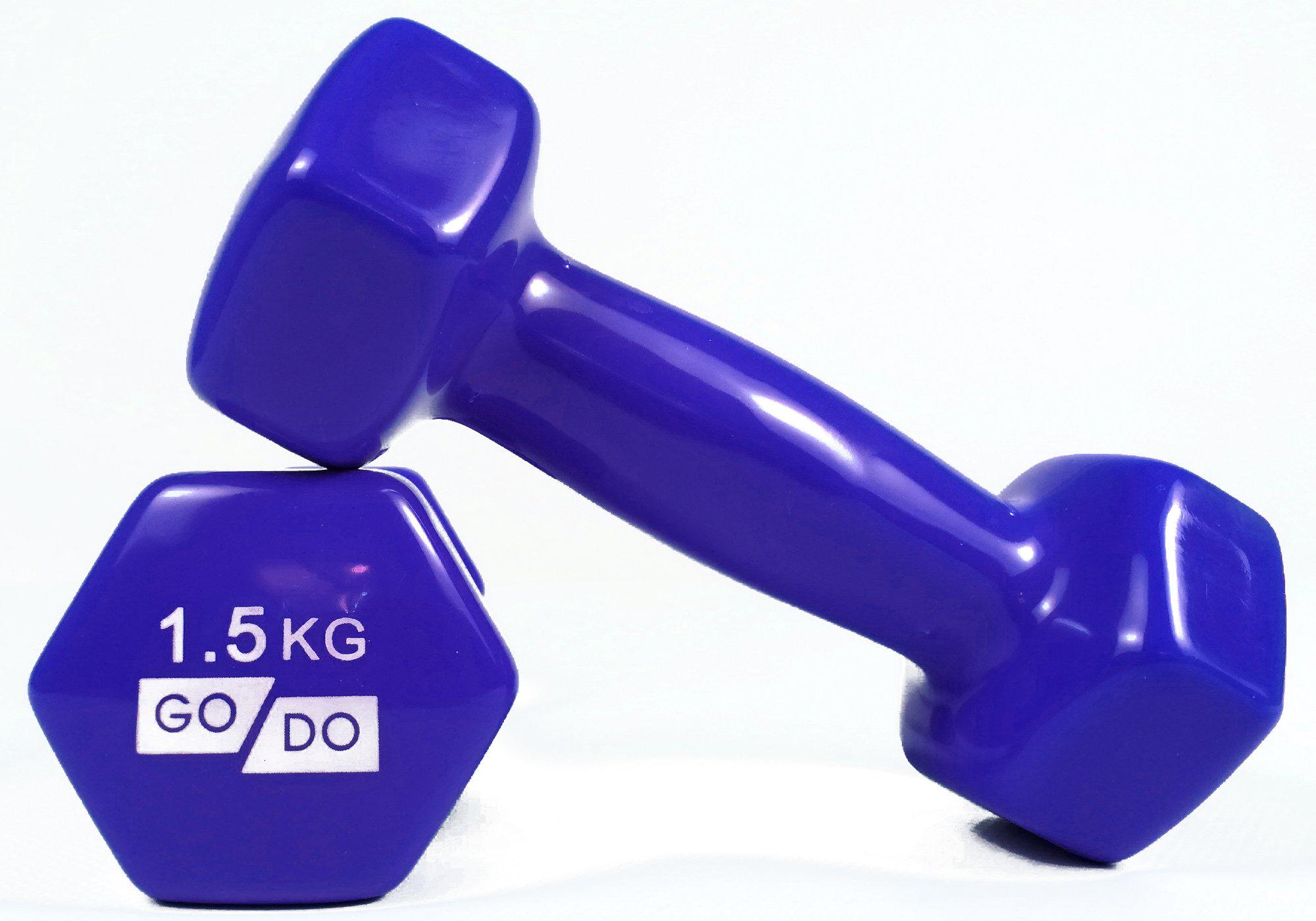 Гантели EasyFit GoDo с виниловым покрытием 1,5 кг Синий (EF-GD15BL) - фото 2 Гантели EasyFit GoDo с виниловым покрытием 1,5 кг Синий (EF-GD15BL) - фото 2