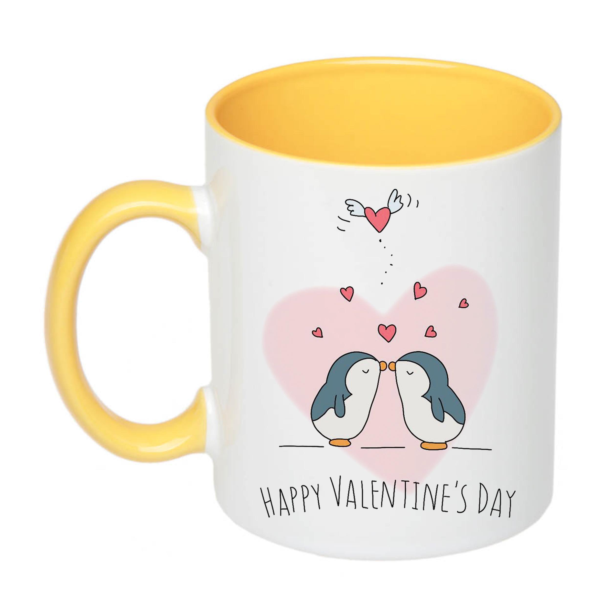 Чашка с печатью Happy Valentine's Day 330 мл Желтый (22076)