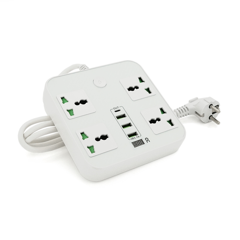 Удлинитель VOLTRONIC USB 4 розетки/3 USB 2 м 3000 Вт 3х0,75 мм Белый (YUT_V2183)
