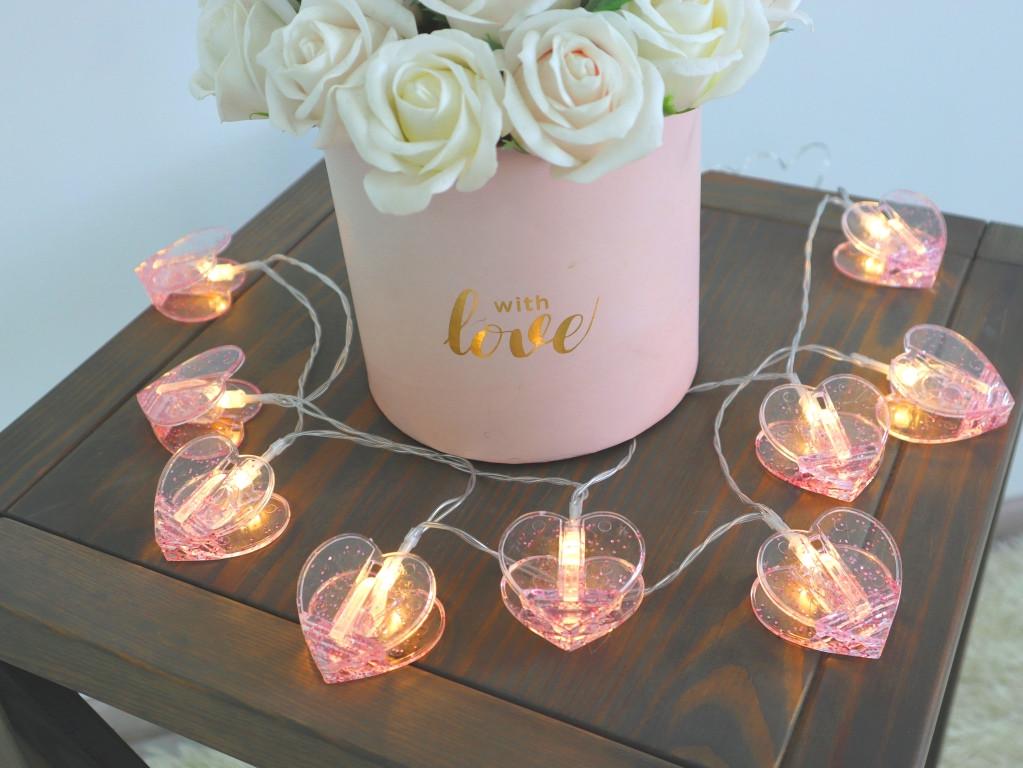 Гірлянда Серце прищіпки АА батарейки 1,75 м 10 лампочок у формі сердець