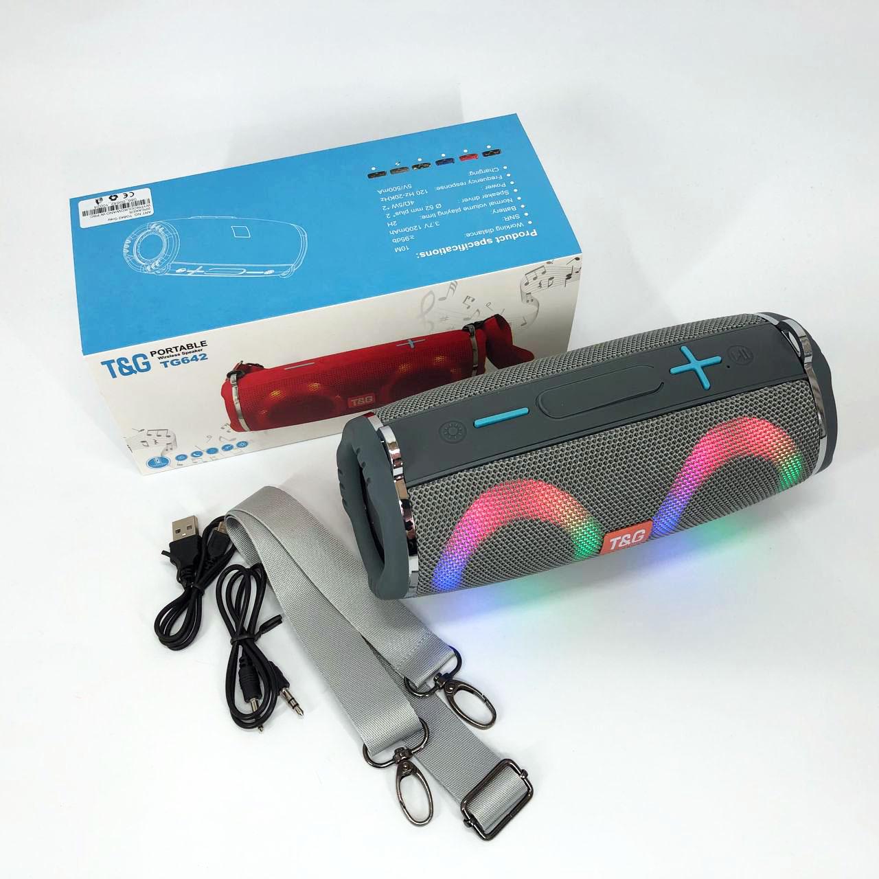 Портативна колонка з RGB підсвічуванням та ремінцем Сірий (TG642) - фото 15