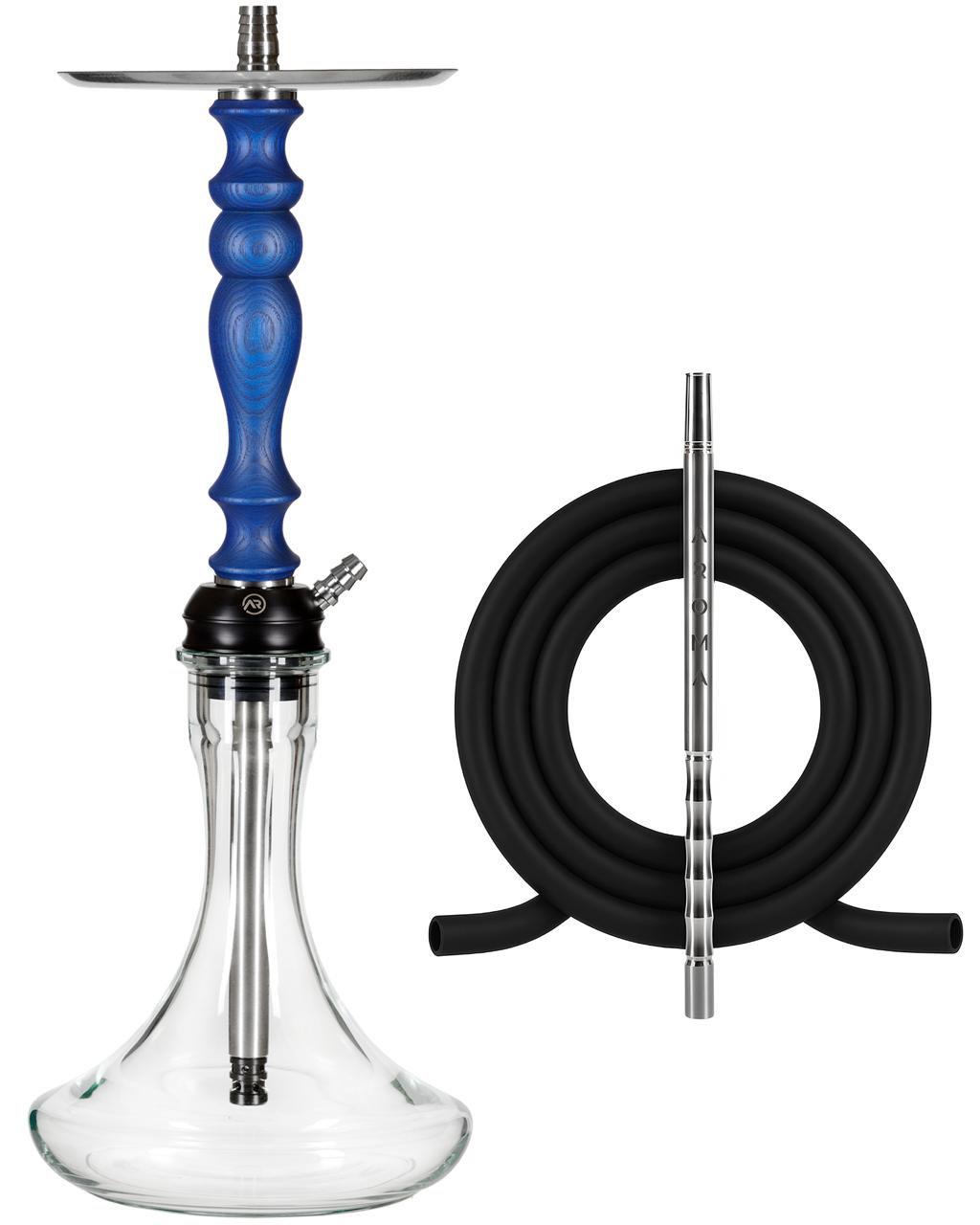 Кальян AROMA Hookah Bravo с деревянной накладкой 55 см Blue (22706)