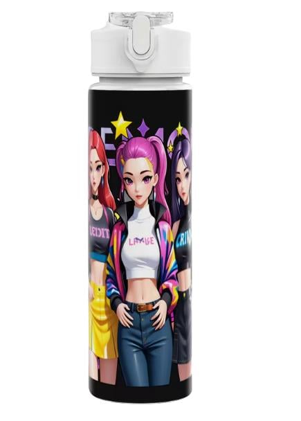 Детская бутылка для воды с трубочкой KPop Demon Hunters 750 мл (35110052)