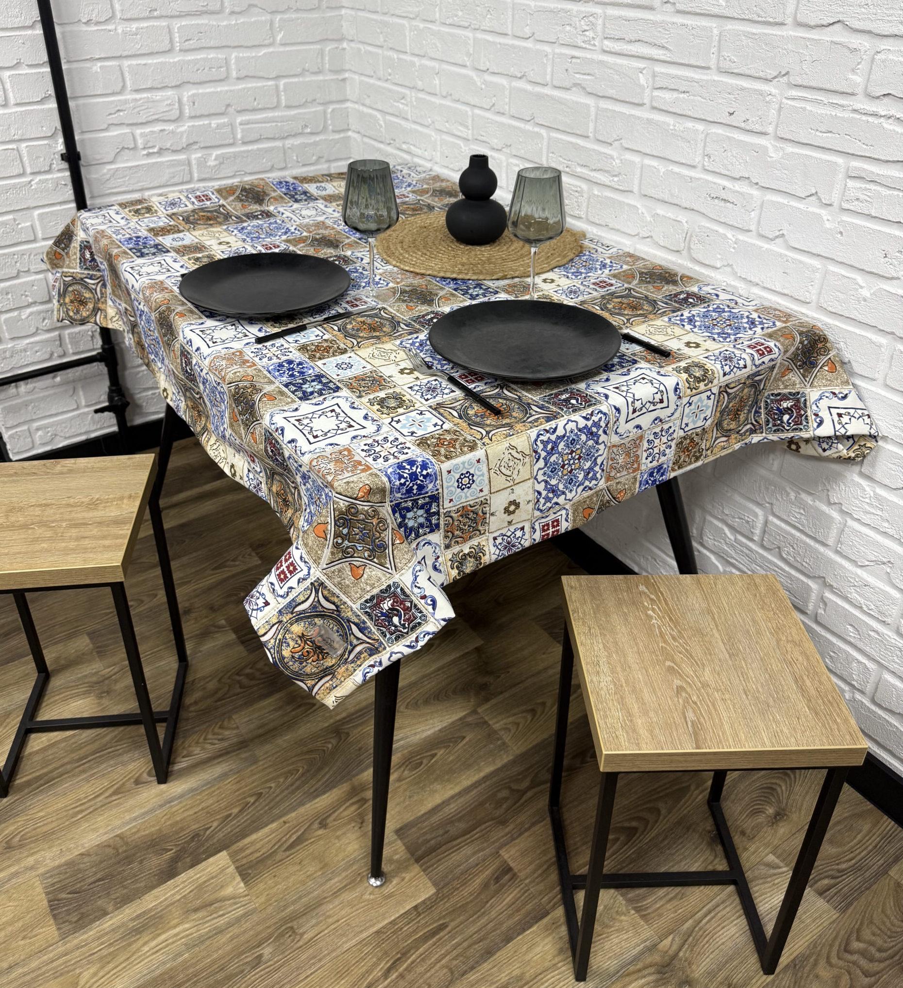 Скатерть водоотталкивающая Comfort Home Spanish tiles с тефлоновым покрытием 140x180 см