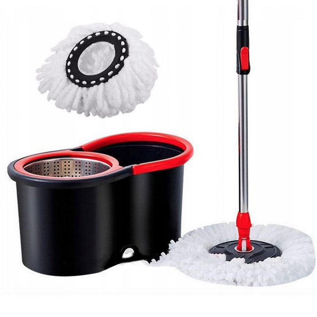 Швабра та відро Spin Mop 360° з автоматичним віджиманням Чорно-червоний