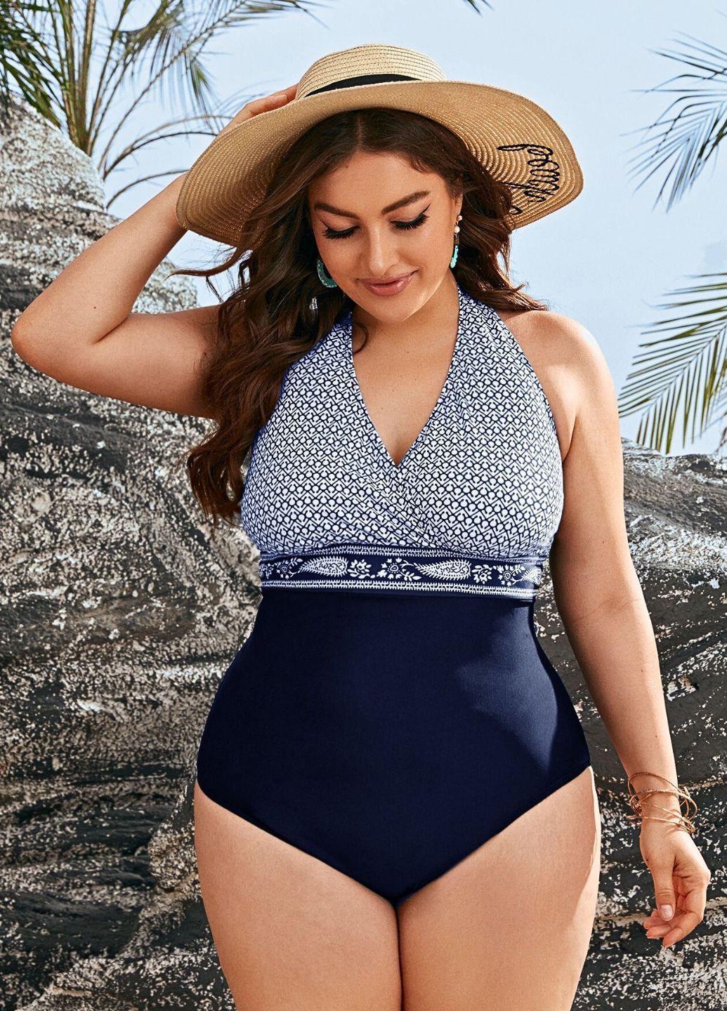 Купальник суцільний Sylvia Plus Size 1XL р. 52-54 Синій (13598)
