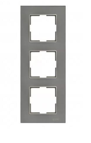 Рамка для розеток тройная вертикальная JAZZ стеклянная Graphite pearl (0728) (0728)