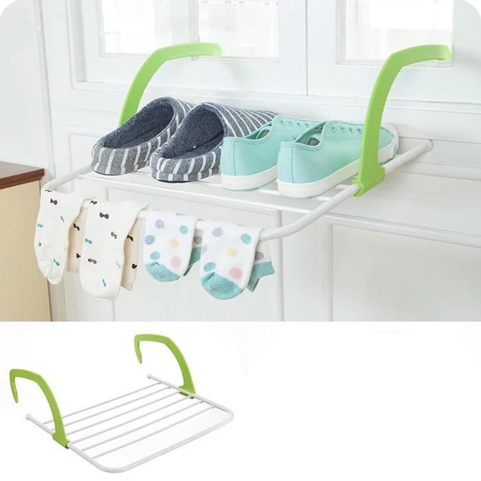 Знімна сушарка для одягу і взуття Fold Clothes Shelf навісна Зелений - фото 5