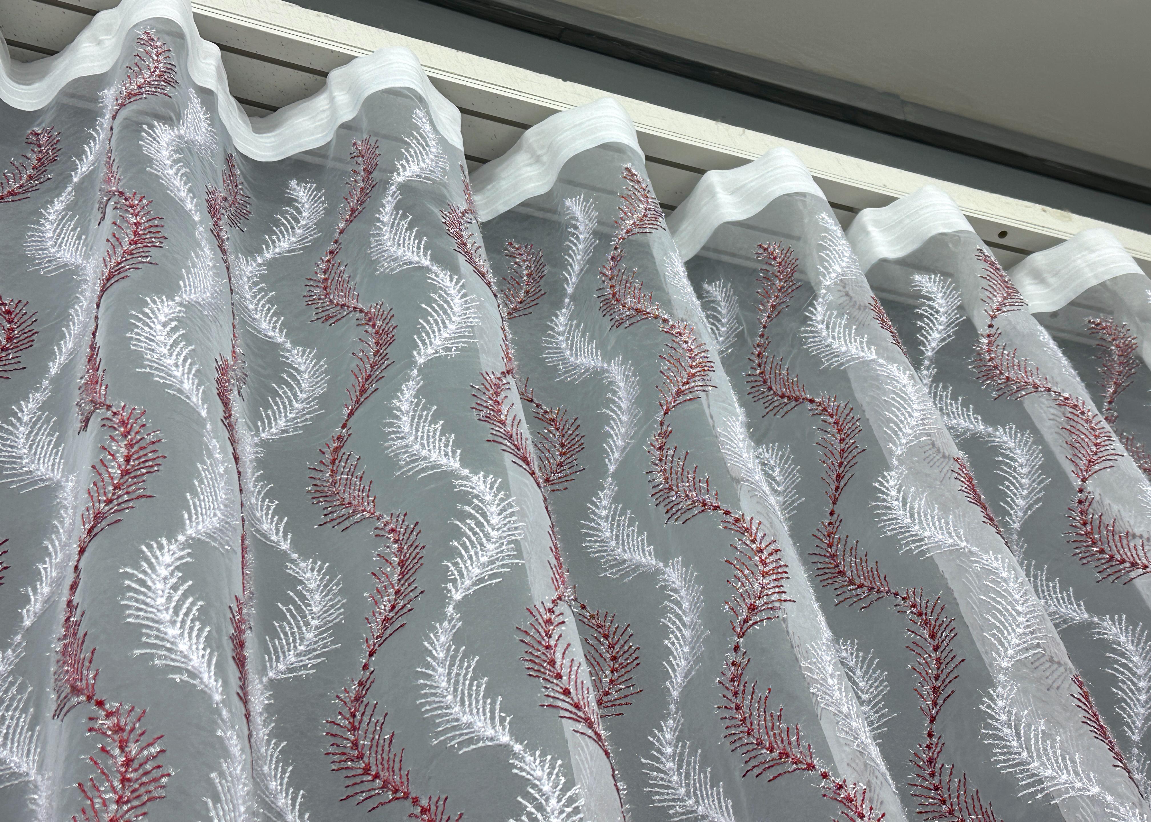 Тюль VR-Textil 1691т Органза с вышивкой и люрексом 300х270 см Бордовый/Белый (42-0732) - фото 9 Тюль VR-Textil 1691т Органза с вышивкой и люрексом 300х270 см Бордовый/Белый (42-0732) - фото 9