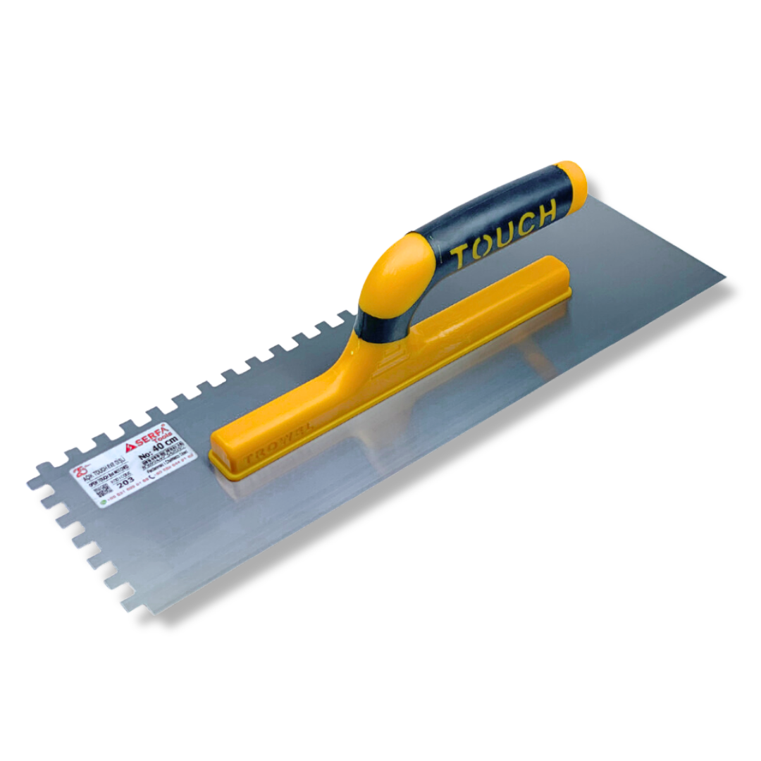 Гладилка зубчаста штукатурна Notched Trowel Open Handle 40 см зуб 8 мм Жовтий (203)