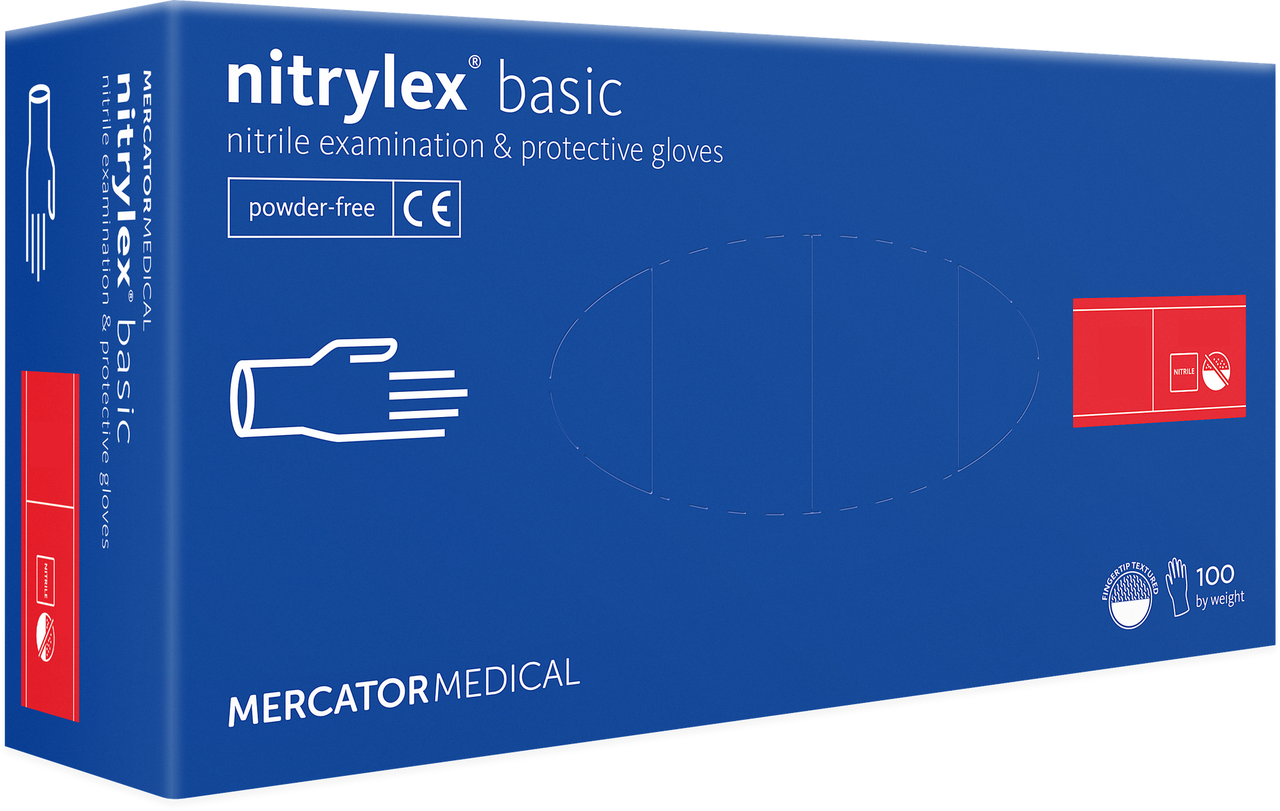 Перчатки Nitrylex PF BASIC нитриловые/нестерильные/неприпудренные L 100 шт. Синий