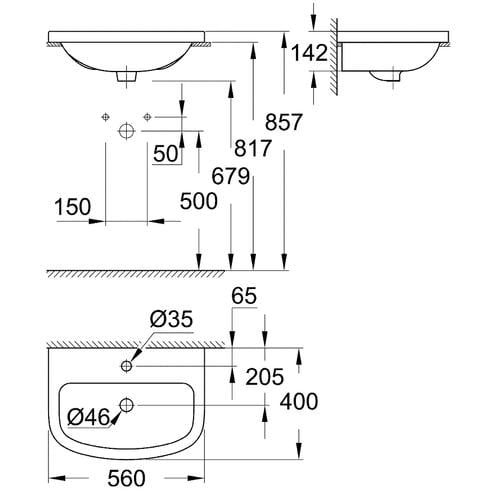 Умывальник накладной Grohe Bau Ceramic 56х40 см Белый (39422000) - фото 2