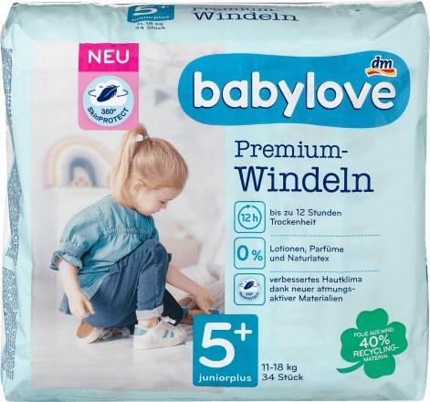 Підгузки дитячі Babylove Premium 5+ Junior Plus 11-18 кг 34 шт. (1795509999)