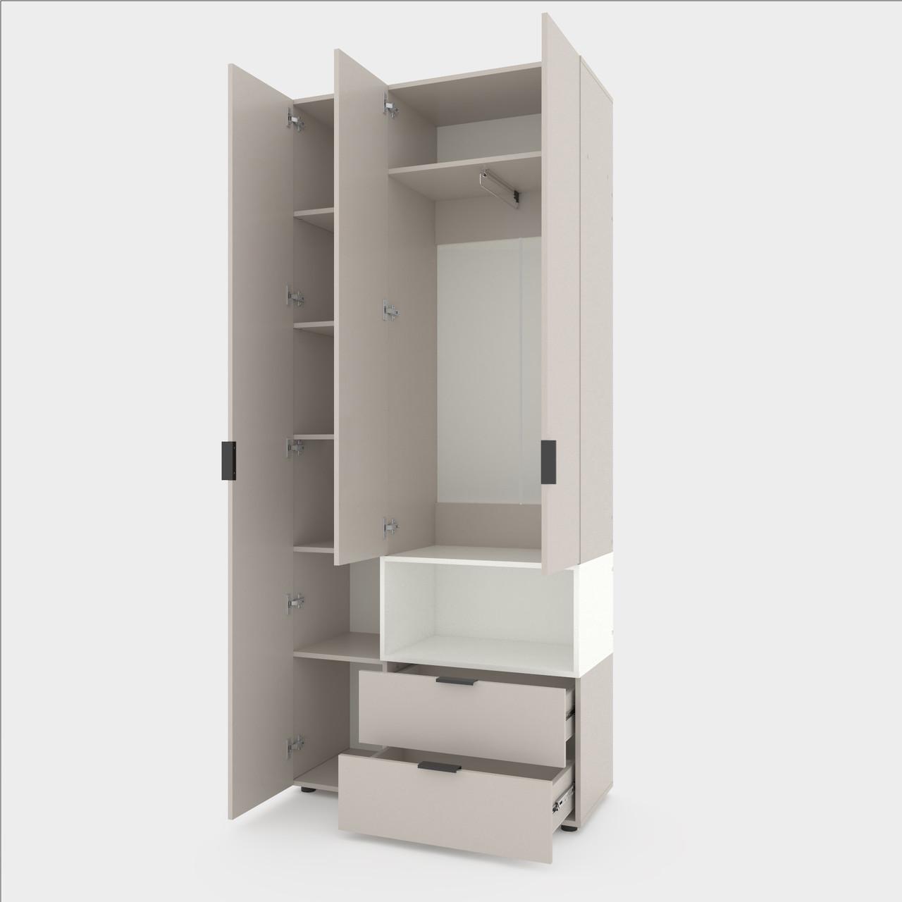 Шафа Metkas Home A002R ЛДСП 1000x420x2300 мм Кашемір/Білий Сніг