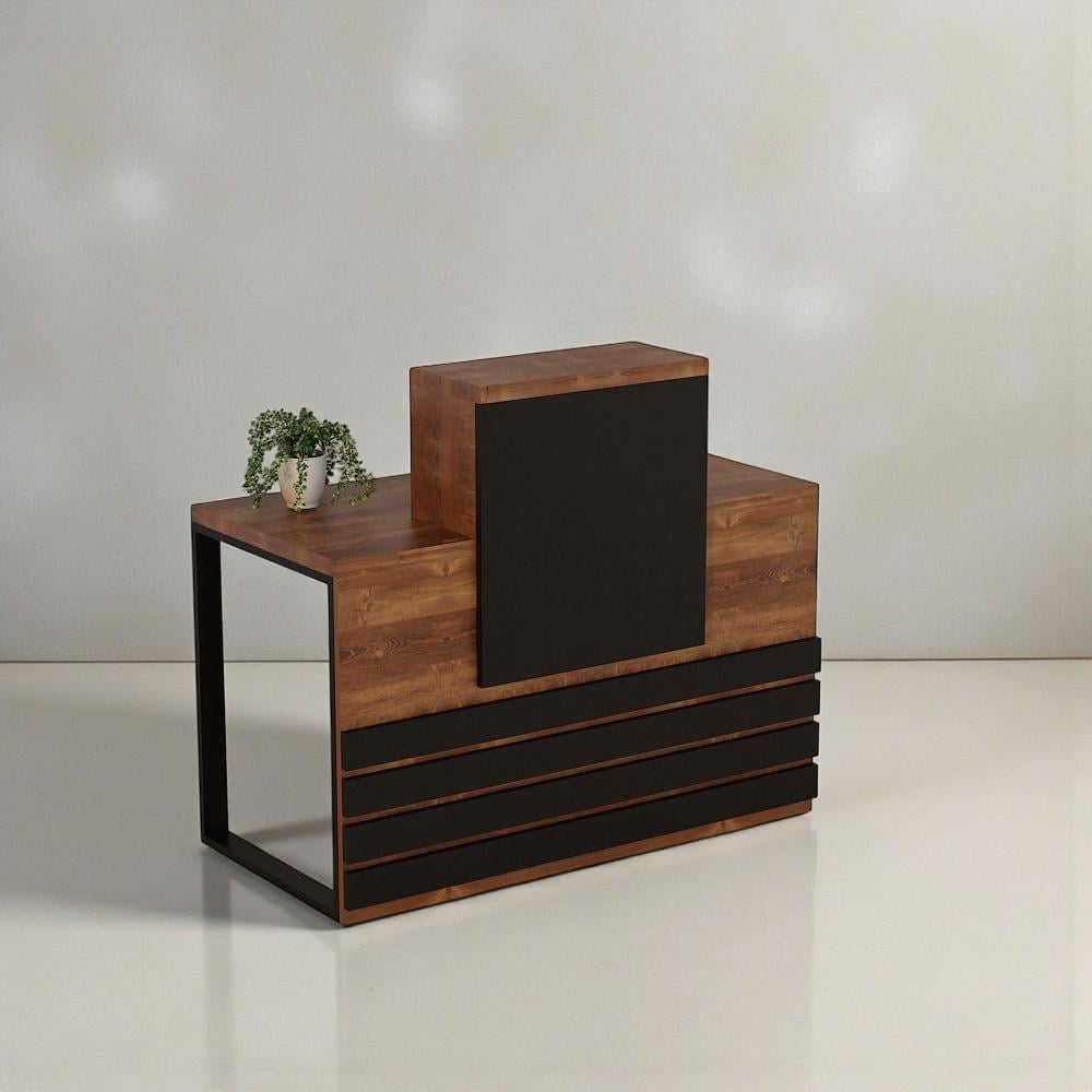 Стойка администратора Tobi Sho Ресепшн/5 центральная для офиса 1200х636х1090 мм Файервуд/Черный