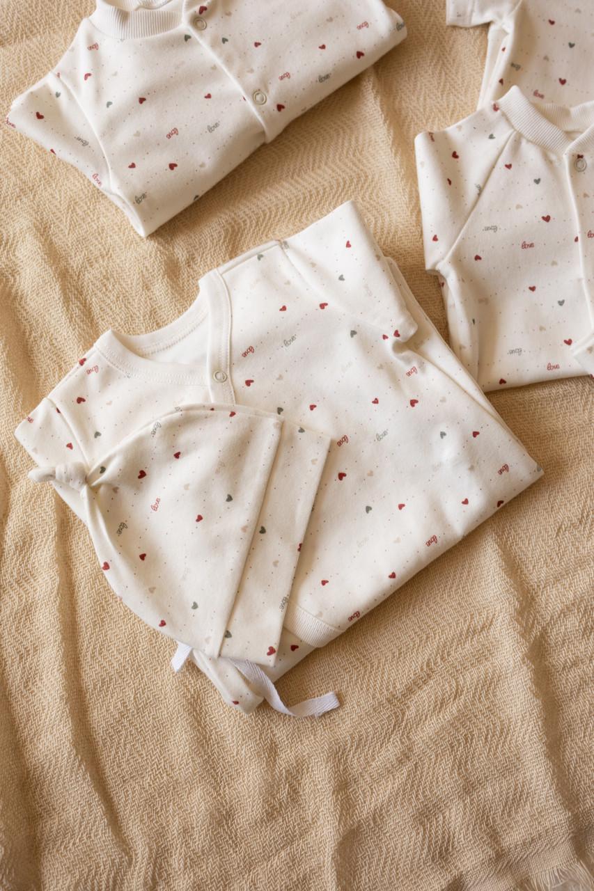 Комплект одягу ромпер кімоно/шапочка  Сердечка 56 см (2702864005) - фото 3