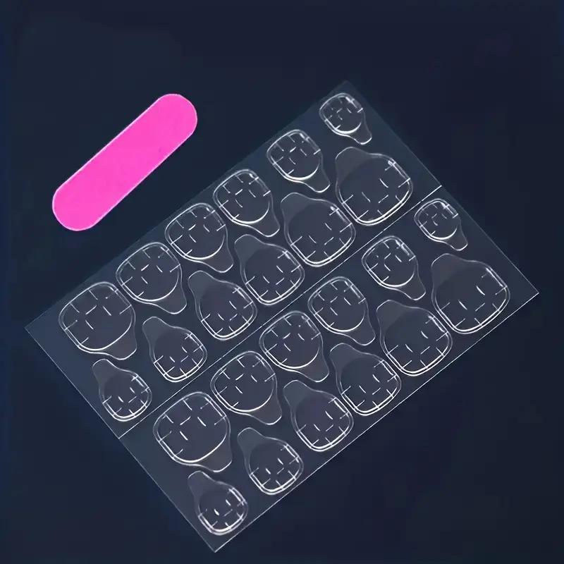 Накладные ногти Сверкающий френч квадрат средней длины с клеевыми пластинами 24 шт. Золотистый (2789190692) - фото 8