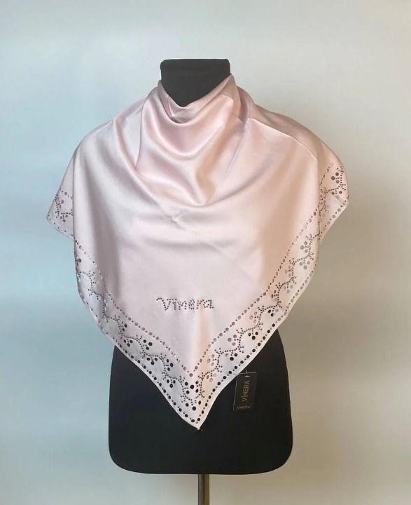 Платок шифоновый с камнями Розовый (ХустM233)