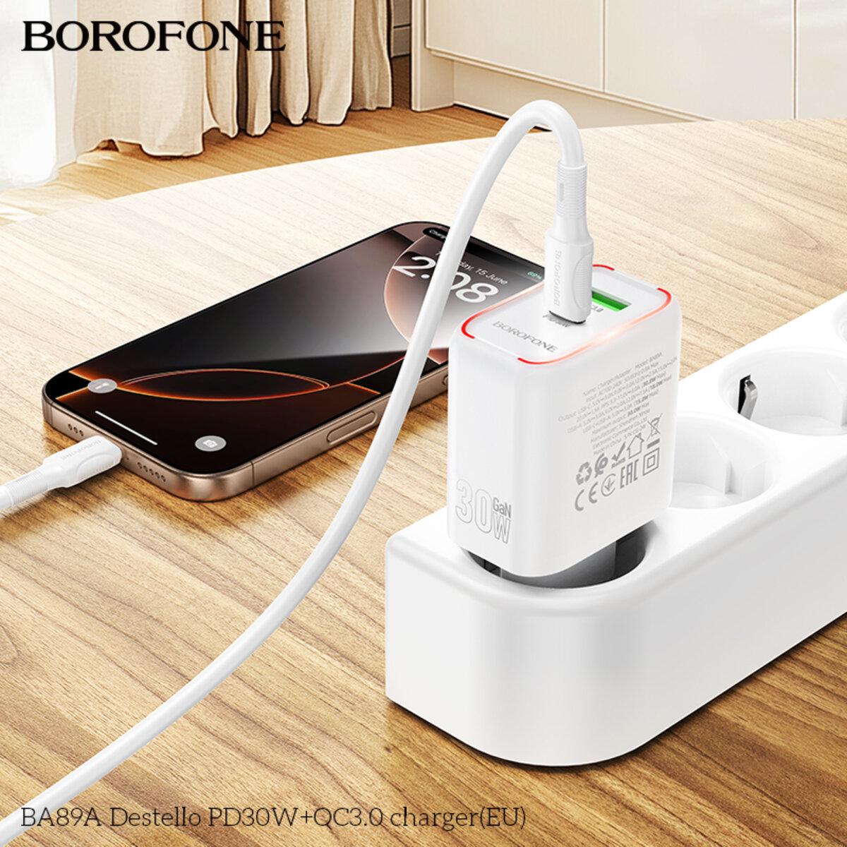 Зарядное устройство Borofone BA89A Destello PD QC 3.0/Type-C/USB EU 30W White (28054854) - фото 9 Зарядное устройство Borofone BA89A Destello PD QC 3.0/Type-C/USB EU 30W White (28054854) - фото 9