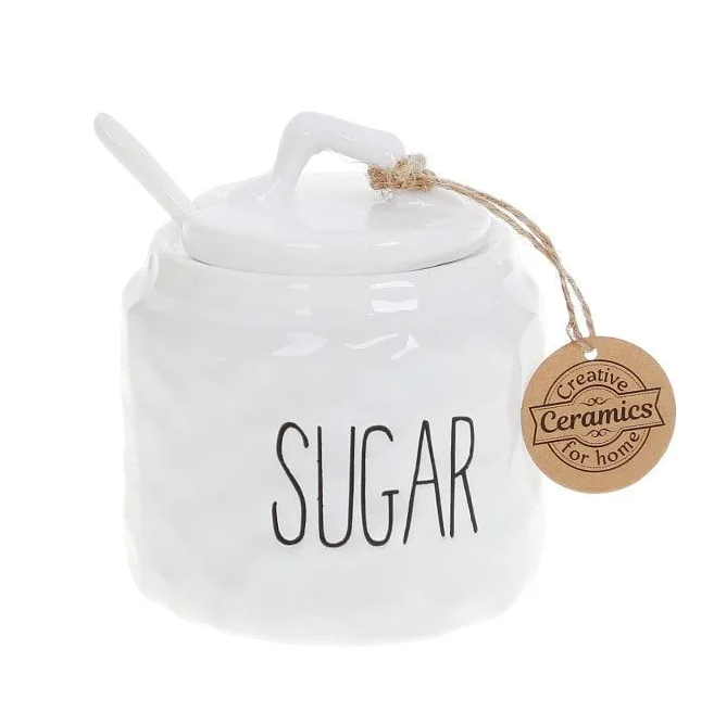 Цукорниця керамічна з ложкою Flora Bianco 470 мл (32301)