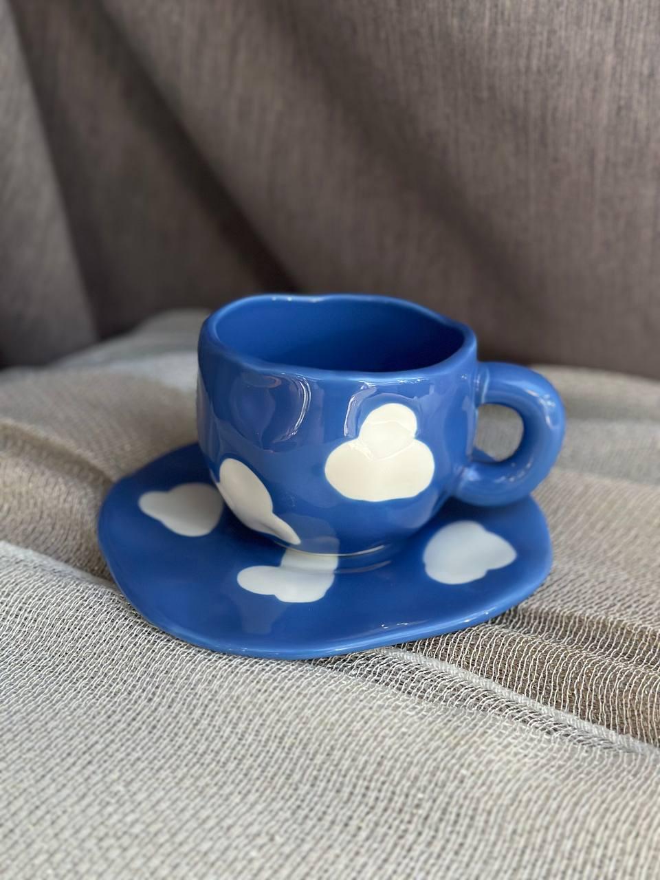 Чашка с блюдцем Mira Тучки порцеляна 290 мл Голубой