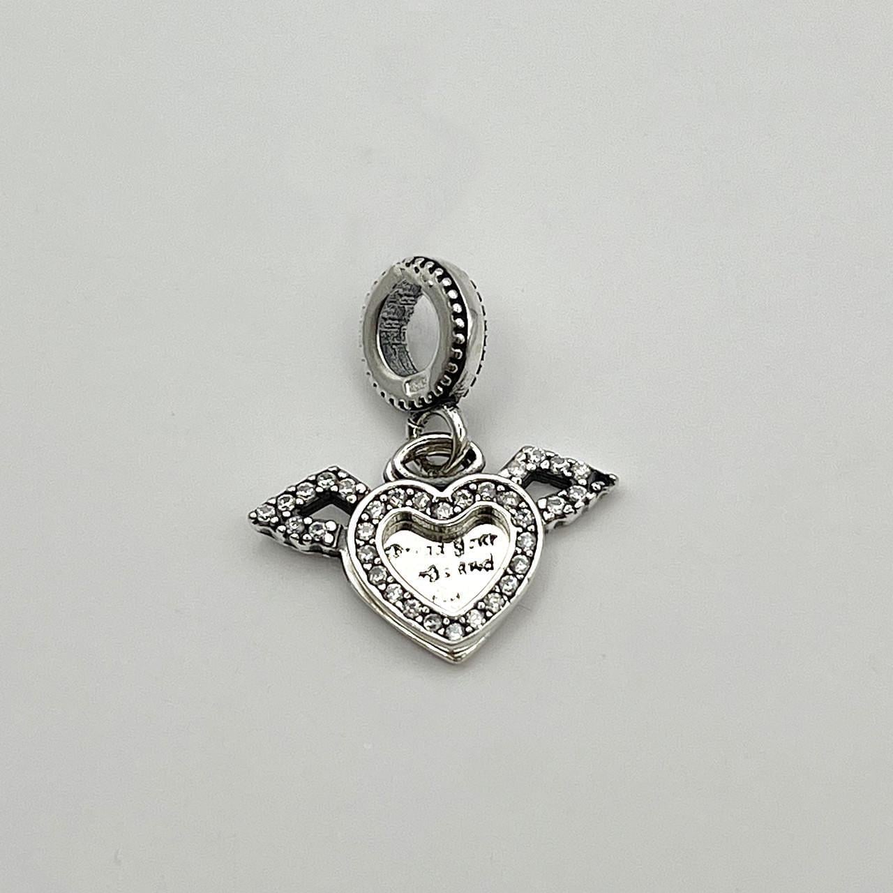 Шарм серебряный Сердце с кубическим цирконием 2,58 г (2490229537)