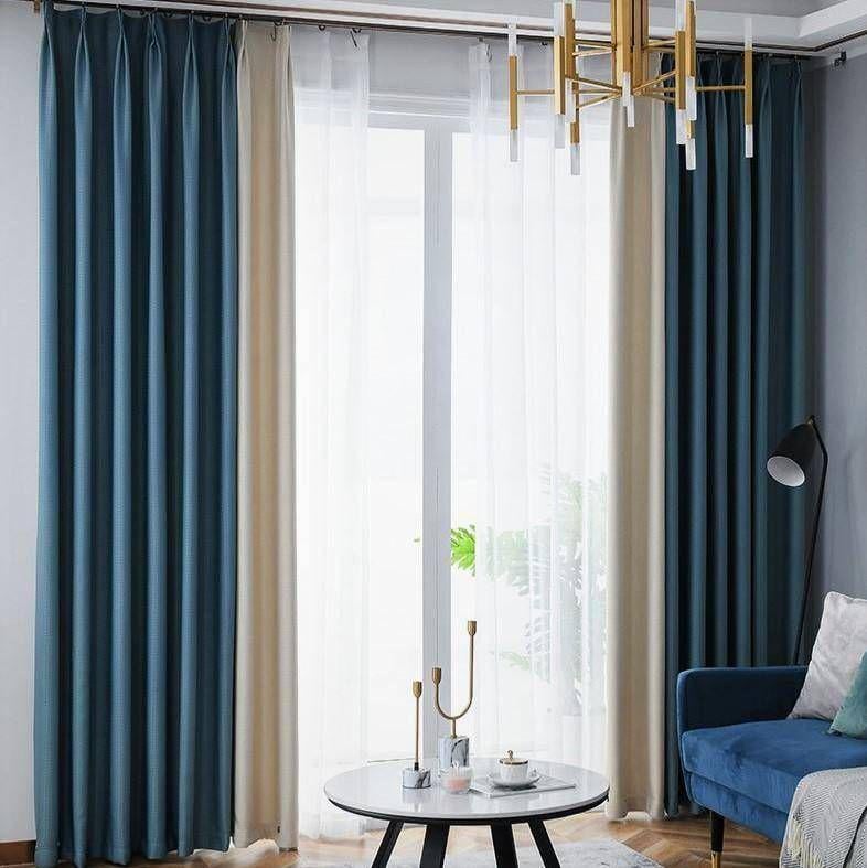 Комплект штор Academy Gardin Модерн 150х255 см 2 шт. Морская волна/Кремовий