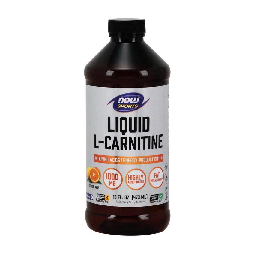 Жиросжиг L-карнитин NOW L-Carnitine Liquid 1000 mg 473 мл Цитрус тропический-Пунш