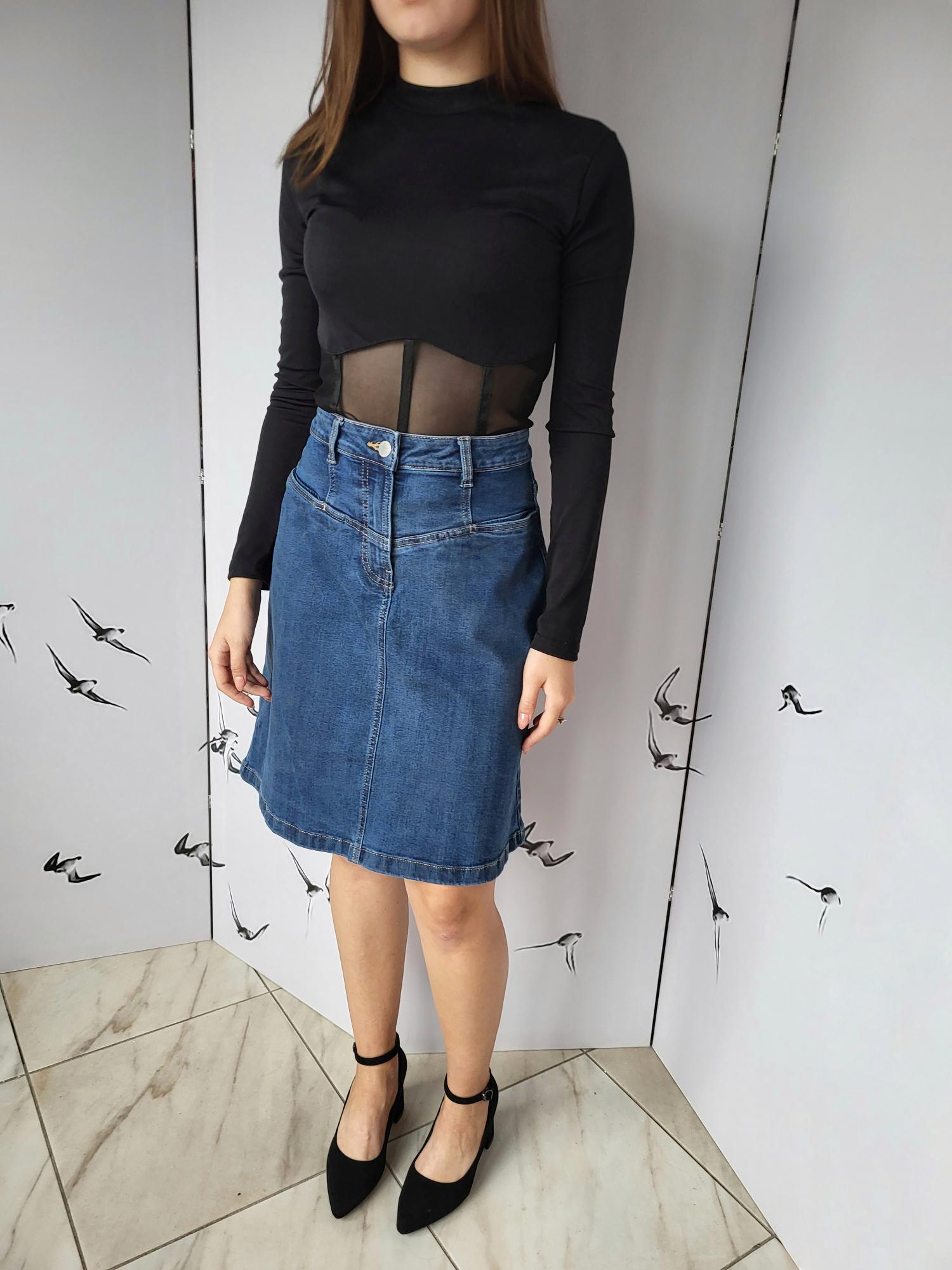 Юбка джинсовая трапеция А-силуэт 14360 XL Синий (48) - фото 4 Юбка джинсовая трапеция А-силуэт 14360 XL Синий (48) - фото 4