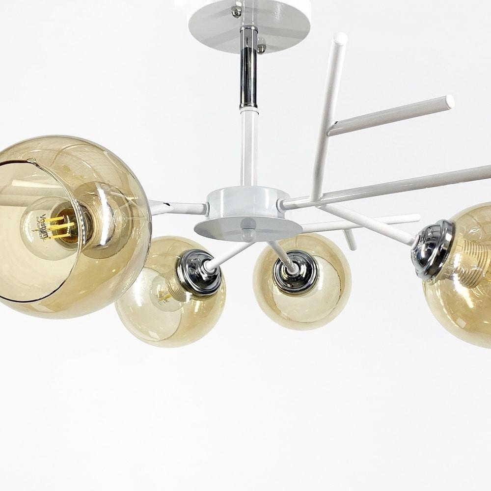 Люстра на 6 бурштинових плафонів Ø 60 см (088N/6 WT+CH+AM) - фото 2 Люстра на 6 бурштинових плафонів Ø 60 см (088N/6 WT+CH+AM) - фото 2