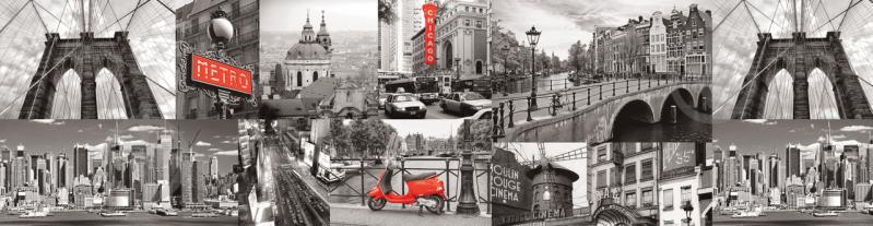 Наклейки кухонный фартук  Zatarga "Город Коллаж"  600х2500 мм Серий (Z180249)