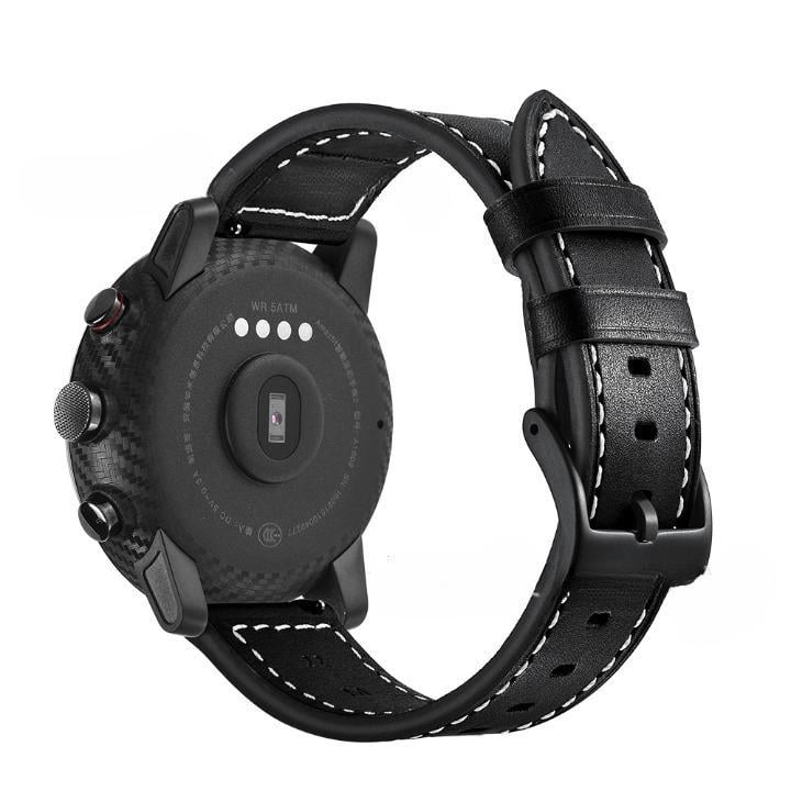 Ремешок для смарт-часов для Amazfit GTR 2 Pace Stratos/Huawei Watch GT 2/Samsung Gear S3 кожаный 22 мм Черный (1913P)