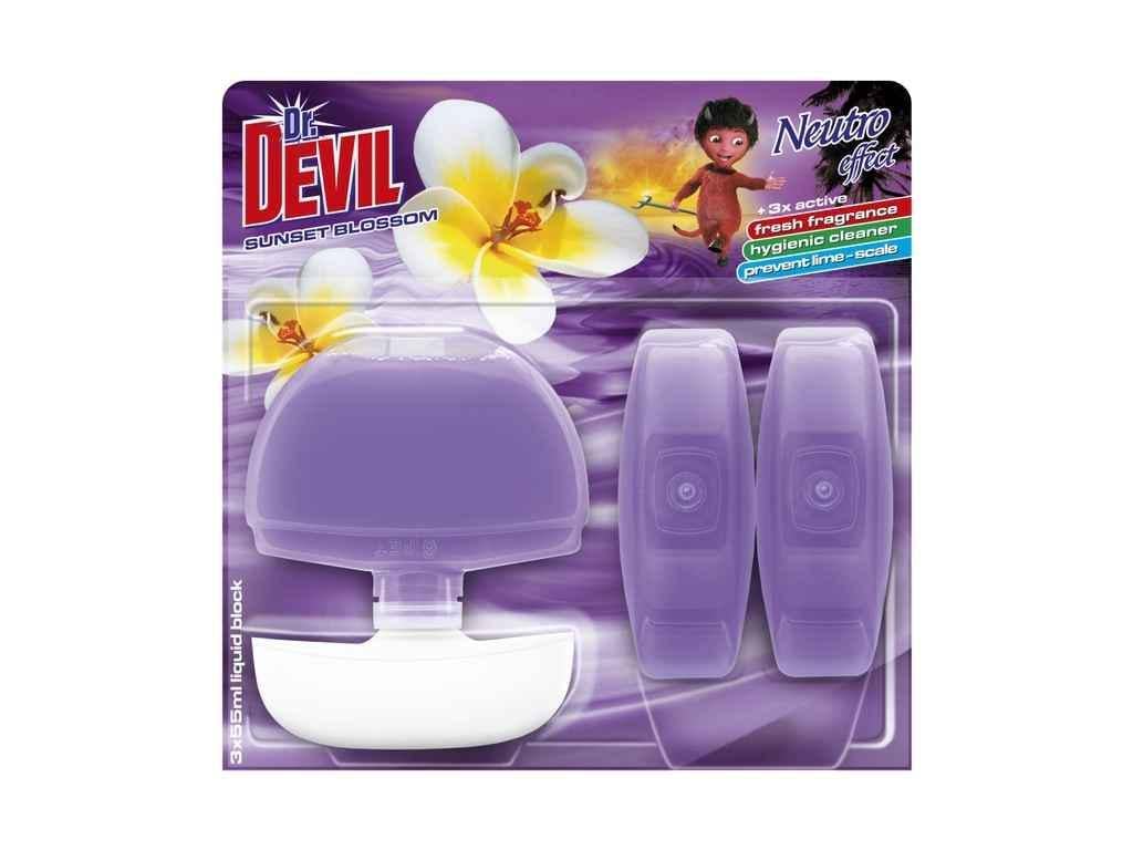 Блок для туалетів Dr.Devil 55 мл 3 шт. підвісний 3in1 Квітковий захід (899415)