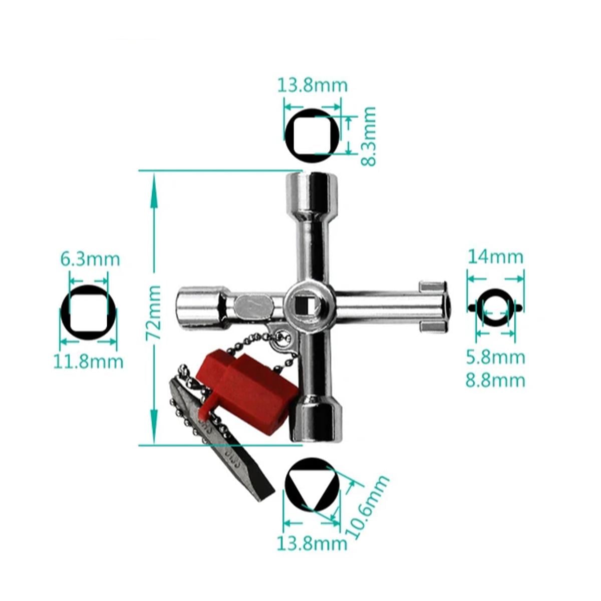 Ключ для шаф Tactix тип E 7в1 Сріблястий (4-sided-key-E) - фото 2 Ключ для шаф Tactix тип E 7в1 Сріблястий (4-sided-key-E) - фото 2