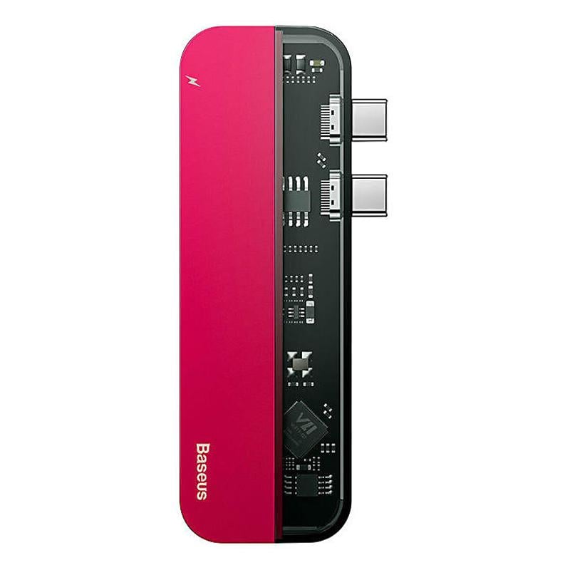 USB-хаб Baseus Transparent Series Dual Type-C Multifunctional CAHUB-TS09 Червоний