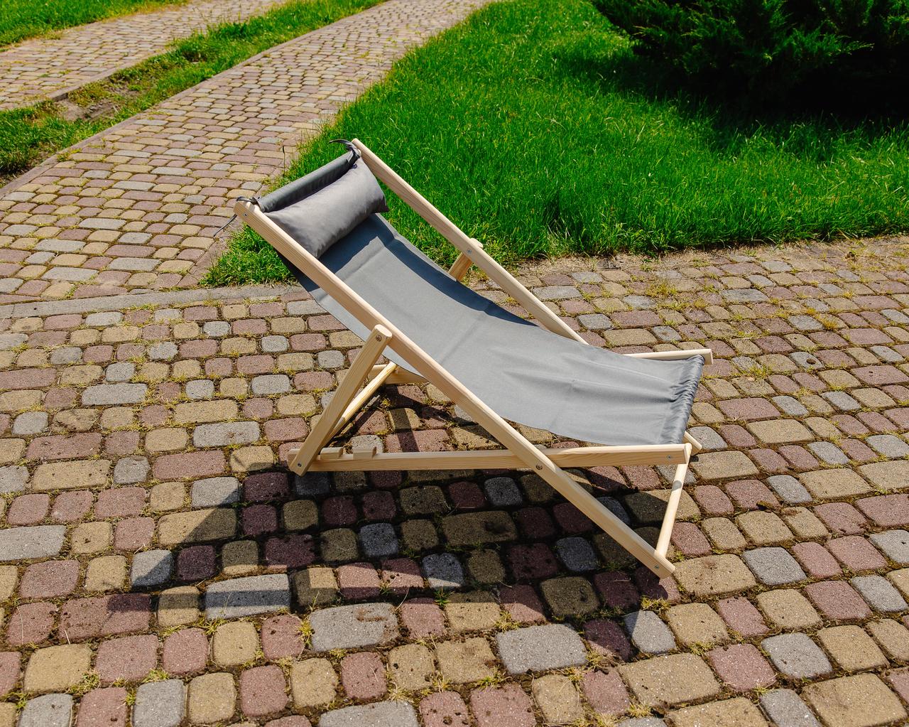 Шезлонг для дачи тканевый XRmaster с подушкой Графитовый (КШ-023) - фото 4