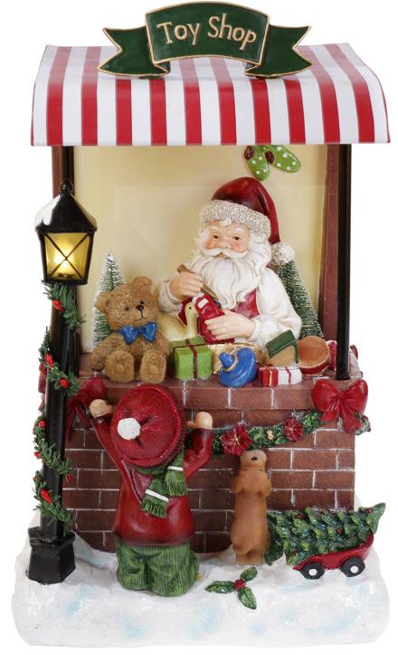 Новогодняя композиция Santa's Toy Shop с Led подсветкой 24х20х40 см полистоун (BD-197-730)