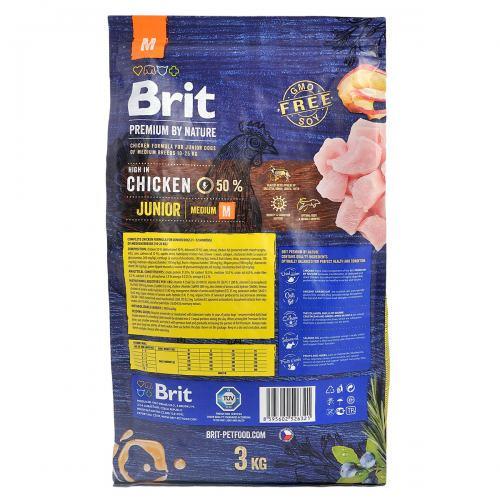 Корм сухой Brit Premium Dog Junior M для щенков и юниоров средних пород с курицей 3 кг