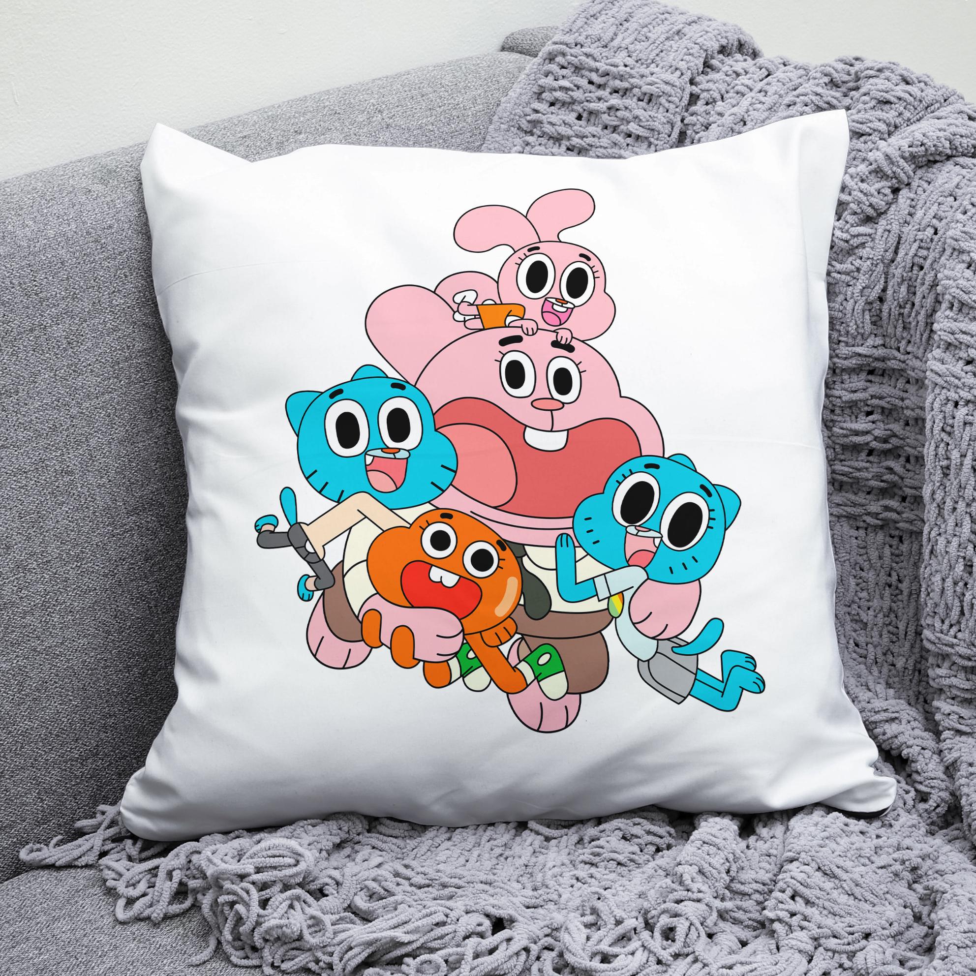 Плюшевая подушка квадрат с принтом Amazing World of Gumball