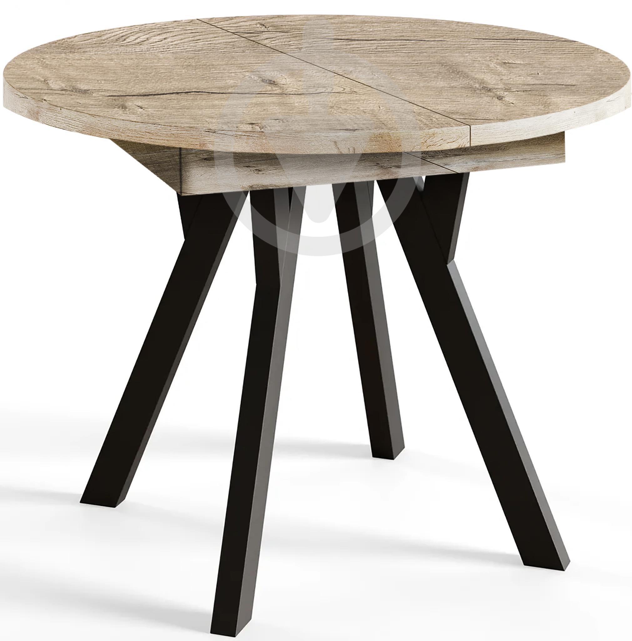 Стол кухонный раскладной RoMax Lite Slide Loft 90x80 см Дуб Шервуд/Черный - фото 1