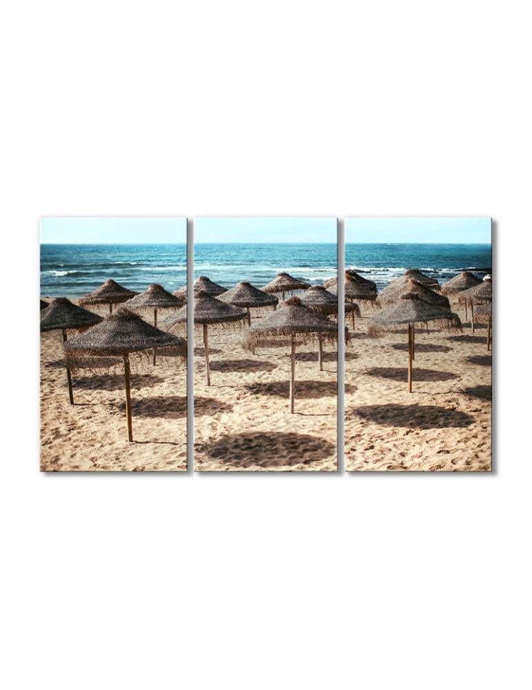 Картина модульная Пляж с зонтиками 3 модуля 60x90 см